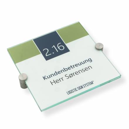 Türschild VITRUM K , Glasschild, Büroschild, Doppelglasschild